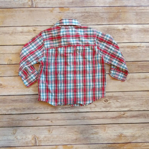 Pumpkin Patch Red Plaid Collared Button-Up Shirt 6-12M - Picture 3 of 4